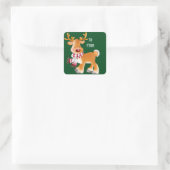 Kerst stickers/Rudolph Vierkante Sticker (Tas)