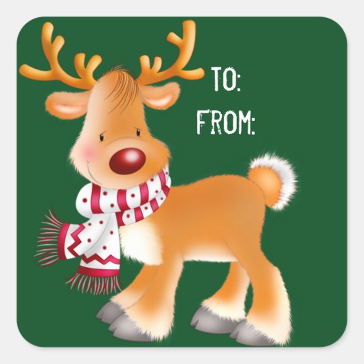 Kerst stickers/Rudolph Vierkante Sticker (Voorkant)