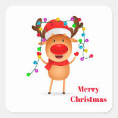 Kerst stickers-Rudolph Vierkante Sticker (Voorkant)