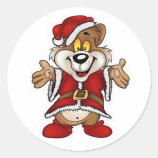 Kerst stickers/Santa Beer Ronde Sticker (Voorkant)