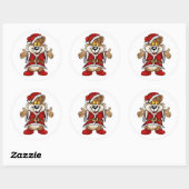 Kerst stickers/Santa Beer Ronde Sticker (Vel)