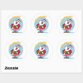 Kerst stickers/Santa Ronde Sticker (Vel)