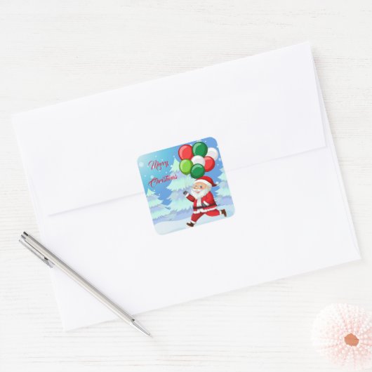 Kerst stickers-Santa Vierkante Sticker (Envelop)