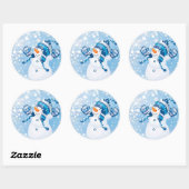 Kerst stickers/Snowman Ronde Sticker (Vel)