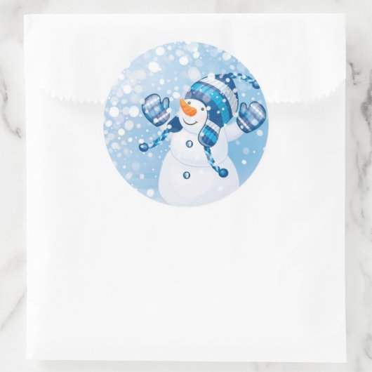 Kerst stickers/Snowman Ronde Sticker (Tas)