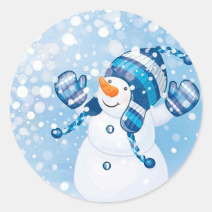 Kerst stickers/Snowman Ronde Sticker