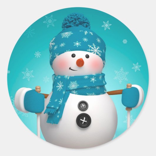 Kerst stickers/Snowman Ronde Sticker (Voorkant)