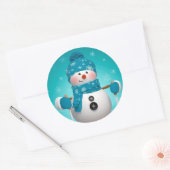 Kerst stickers/Snowman Ronde Sticker (Envelop)