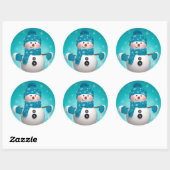Kerst stickers/Snowman Ronde Sticker (Vel)