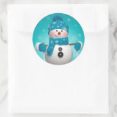 Kerst stickers/Snowman Ronde Sticker (Tas)