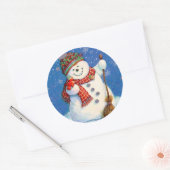 Kerst stickers/Snowman Ronde Sticker (Envelop)