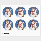 Kerst stickers/Snowman Ronde Sticker (Vel)