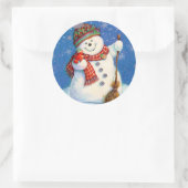 Kerst stickers/Snowman Ronde Sticker (Tas)