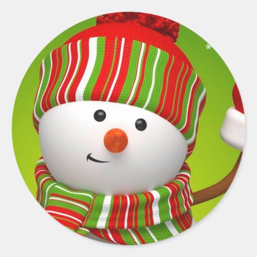 Kerst stickers/Snowman Ronde Sticker (Voorkant)