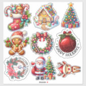 Kerst stickers: Tree, Wreath, Santa & More Joy Sticker (Vel)
