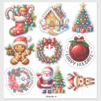Kerst stickers: Tree, Wreath, Santa & More Joy Sticker