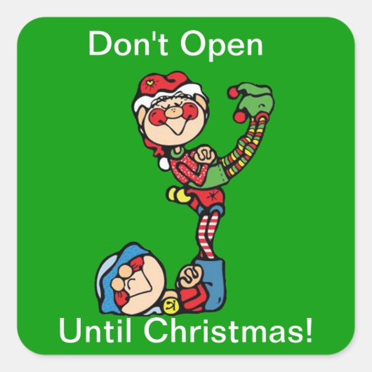 Kerst stickers—Two Elves Vierkante Sticker (Voorkant)