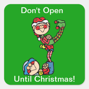 Kerst stickers—Two Elves Vierkante Sticker