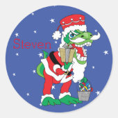 Kerst stickers TySANTAsaurus Rex Personaliseren (Voorkant)