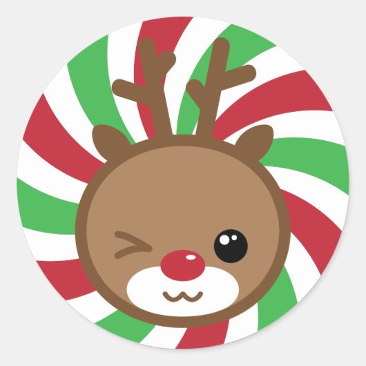 Kerst stickers van Kawaii Reindeer (Voorkant)