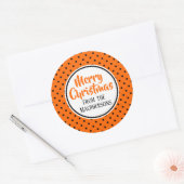 Kerst stickers van Oranje-/zwarte pooldots (Envelop)