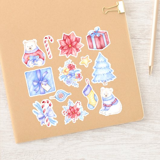 Kerst stickers van poolBeren (Notitieboek)