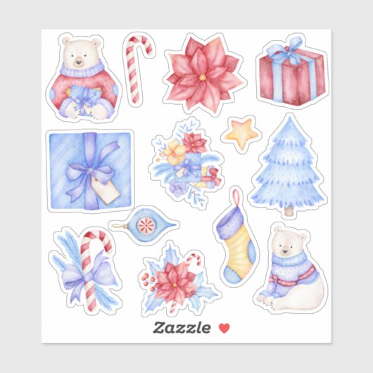 Kerst stickers van poolBeren (Vel)