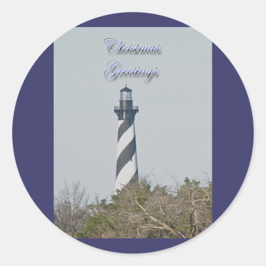 Kerst stickers van vuurtoren van Cape Hatteras (Voorkant)