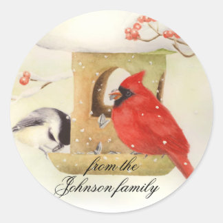 Kerst stickers van winterfeeder