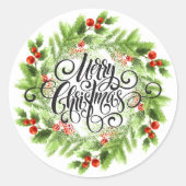 Kerst stickers-Wreatclassic Round Sticker (Voorkant)