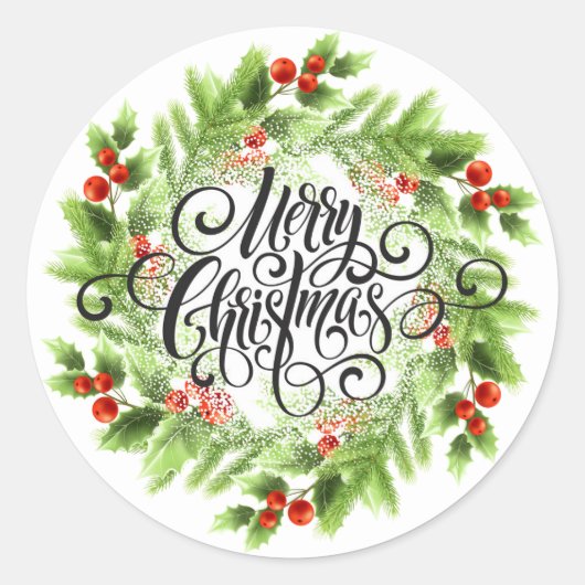 Kerst stickers-Wreatclassic Round Sticker (Voorkant)