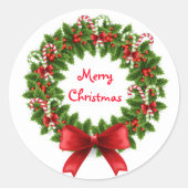Kerst stickers/Wreath Ronde Sticker (Voorkant)