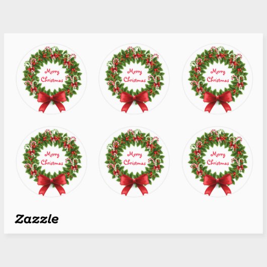 Kerst stickers/Wreath Ronde Sticker (Vel)