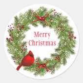 Kerst stickers-Wreath Ronde Sticker (Voorkant)