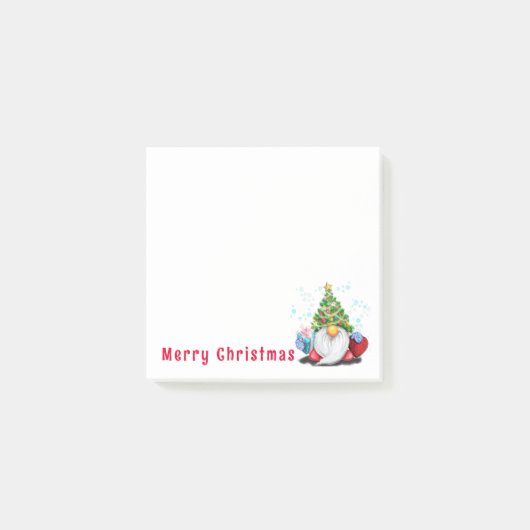 Kerst Sticky Notes Gnoom met kerstboom (Voorkant)