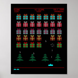 Kerst Stijl Retro Videogame Poster