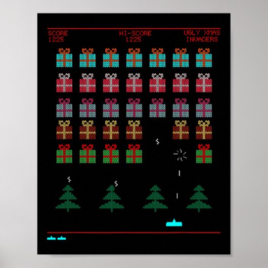 Kerst Stijl Retro Videogame Poster (Voorkant)