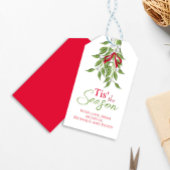Kerst Stijlvolle Mistletoe Rood en Groen Cadeaulabel