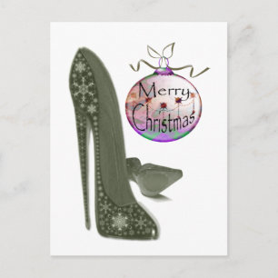 Kerst Stiletto Schoen en Bauble Art Gifts Feestdagenkaart