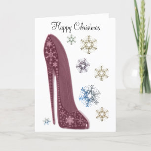 Kerst Stiletto Schoenen en Sneeuwvlokken Art Feestdagen Kaart