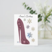 Kerst Stiletto Schoenen en Sneeuwvlokken Art Feestdagenkaart (Staand voorkant)