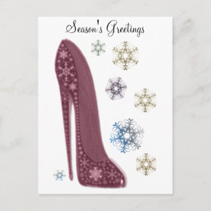 Kerst Stiletto Schoenen en Sneeuwvlokken Art Feestdagenkaart