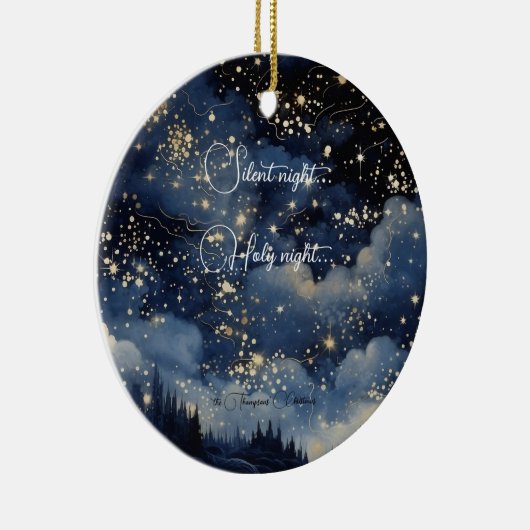 Kerst stille heilige en sterrennacht keramisch ornament (Rechts)