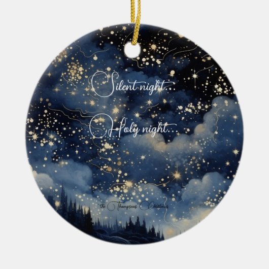 Kerst stille heilige en sterrennacht keramisch ornament (Voorkant)