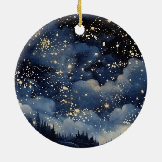 Kerst stille heilige en sterrennacht keramisch ornament (Achterkant)