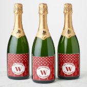 Kerst Stippen & Bomen Aangepaste naam en bericht Sparkling Wijnetiket (Flessen)