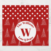 Kerst Stippen & Bomen Aangepaste naam en bericht Sparkling Wijnetiket (Enkel label)