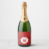 Kerst Stippen & Bomen Aangepaste naam en bericht Sparkling Wijnetiket (Voorkant)