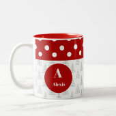 Kerst Stippen & Bomen Aangepaste naam en bericht Tweekleurige Koffiemok (Links)