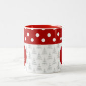 Kerst Stippen & Bomen Aangepaste naam en bericht Tweekleurige Koffiemok (Center)